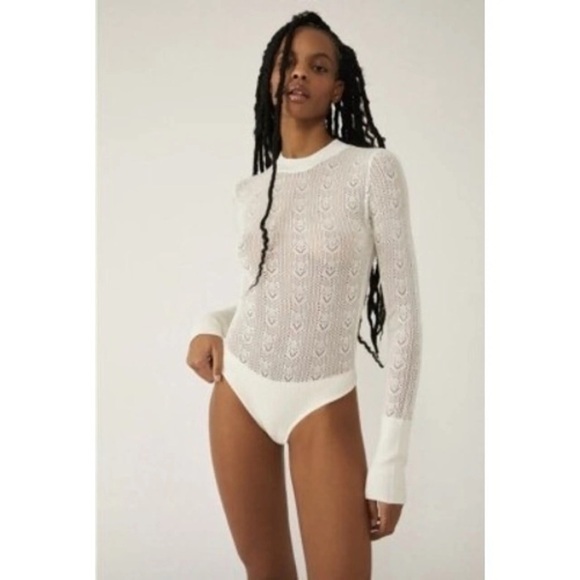 Free People Tops - Free People White Knit Bodysuit